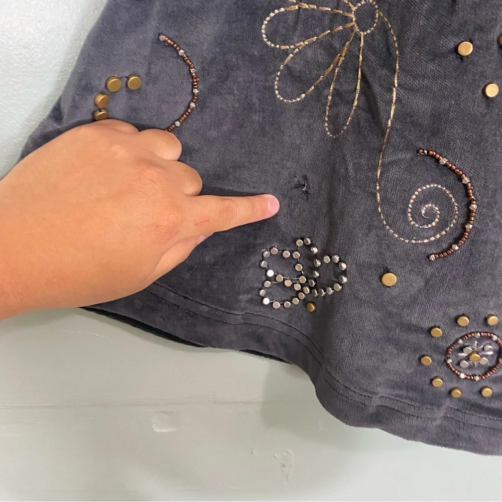 Free People Quetzal Studded Mini Skirt‎ Embellished Beaded Birds Sz 4